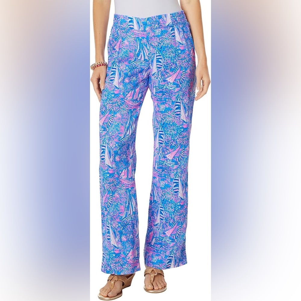 Lilly Pulitzer Blue and Pink Tropical Print Trousers